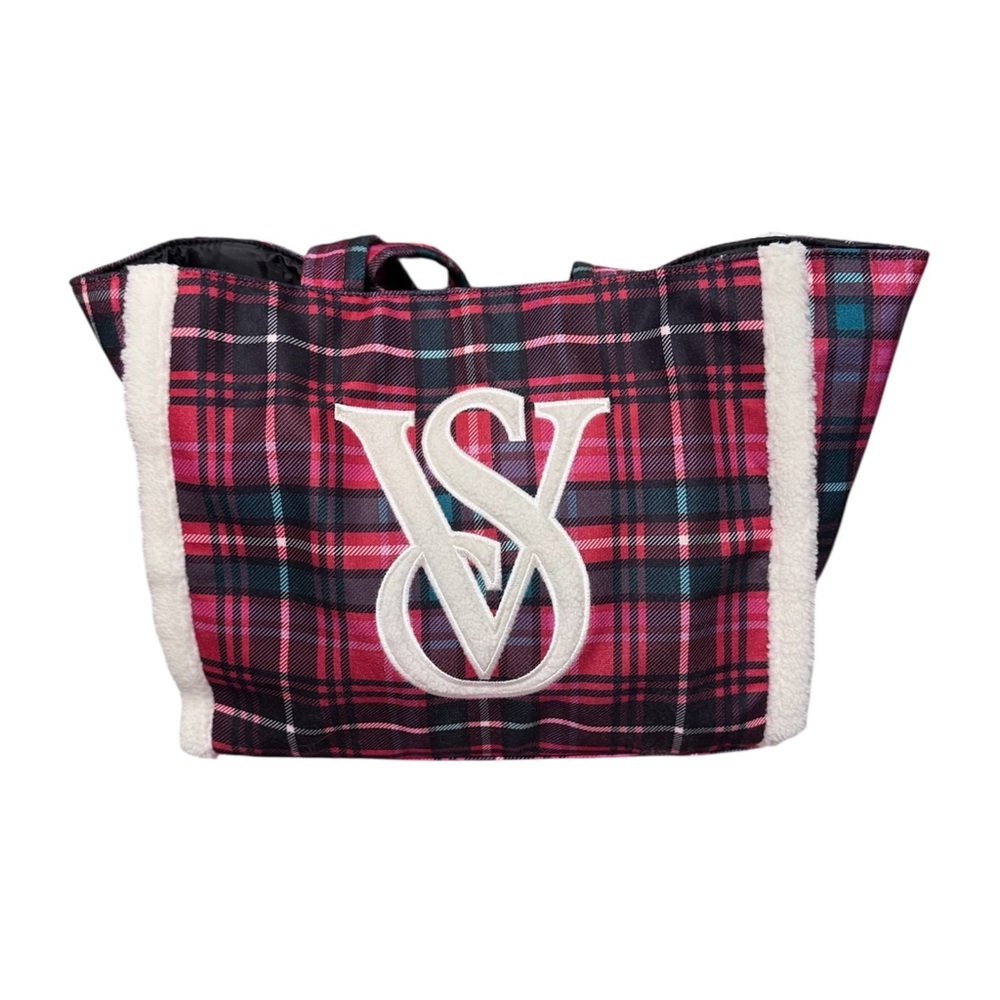 Victoria's Secret Plaid Tote with VS Logo